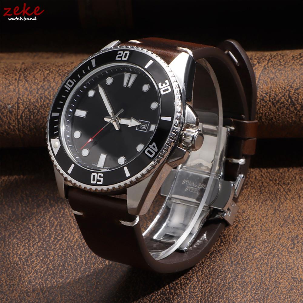 Ретро Масло Воск Натуральная Кожа Ремешок для Часов Быстросъемная Пряжка-Бабочка Ремешок из Телячьей Кожи для Rolex 18/19/20/21/22/24мм Браслет