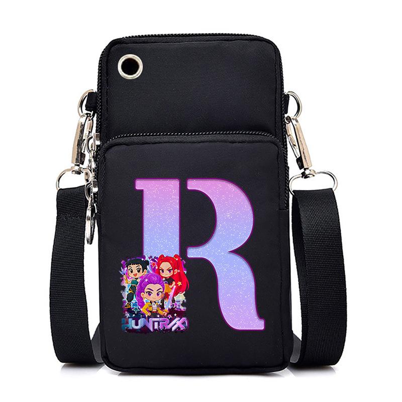 Anime Cartoon Peripheral 26 Letters Mobile Phone Bag Multi-Function Vertical Square Black Messenger Bag