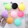 Solid Color Round Zipper Plush Coin Bags Small Money Coin Pouch Wallet Portable Keyring Keychain Earphone Storage Bags Organizer
