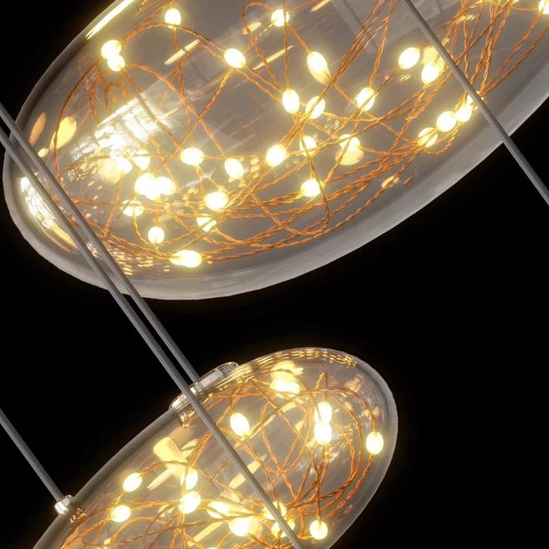 Современная минималистская лестница длинная люстра Glass Full Sky Star ресторанная люстра светильник для гостиной светодиодный светильник