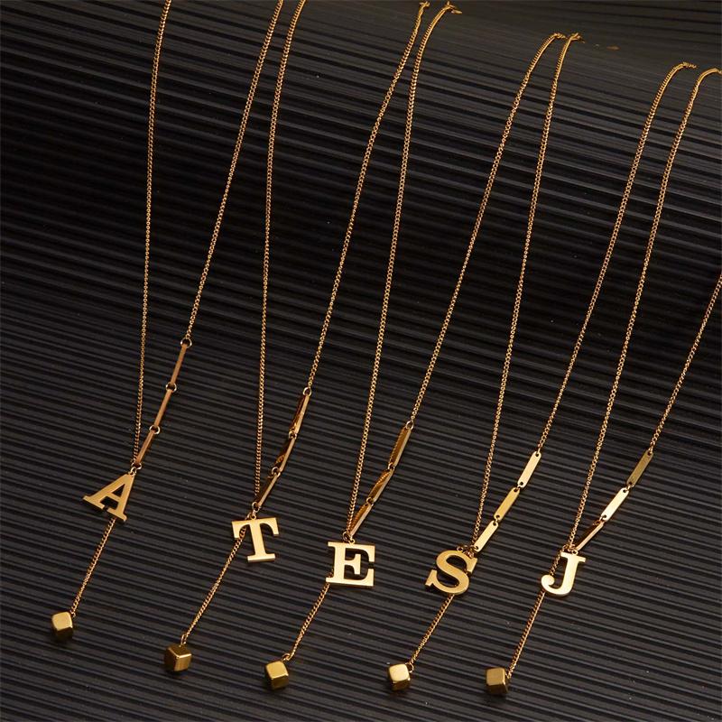 Ожерелье-подвеска с буквой от A до Z из нержавеющей стали 316L для женщин, цепочка, алфавит, ключичное ожерелье, подарок на день рождения