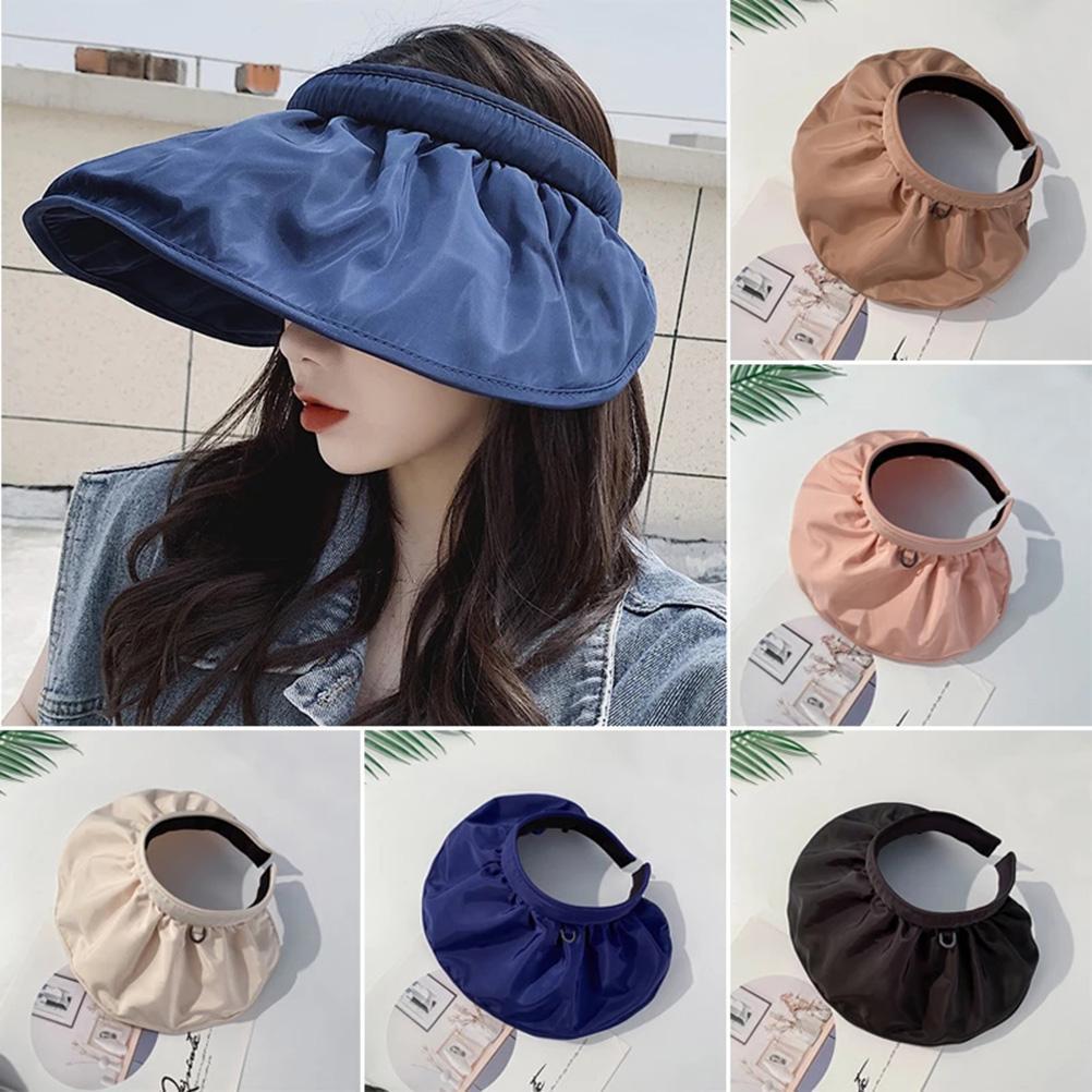 2 In 1 Foldable Sun Hat Sunscreen Anti UV Hair Hoop Sun Visor Summer Beach Hats for Women Girls