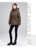 Women Hooded Collar Cotton Parkers Belt Coat Lamb Wool Zipper Coat Medium Warm Belt Coat Jacket