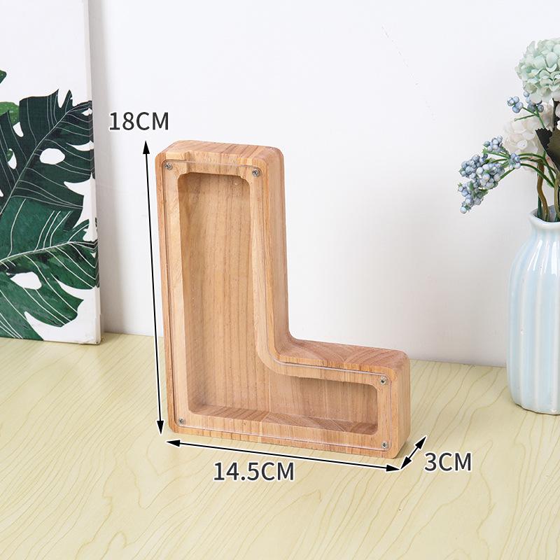 Деревянная и акриловая копилка для детей с алфавитом - прозрачный дизайн животных