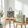 Large Capacity Floral Print Insulated Bag Oxford Fabric Thermal Tote Handheld Food Carrier  Outdoor