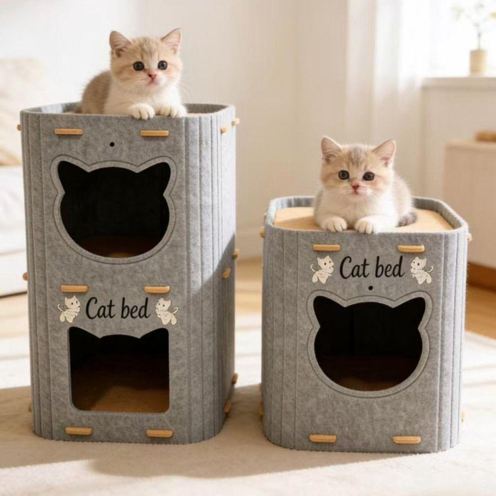 Double Layer Cat House Felt Cat Scratching Board Creativity Cat Castle Bed Cat Supplies
