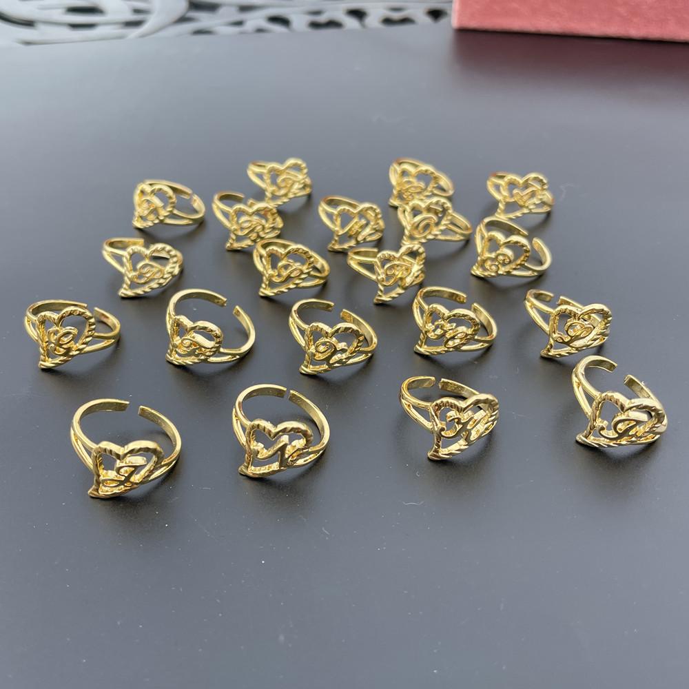 Qiuhan Hip Hop Personalized Adjustable Letter Rings Womens Jewelry Women's CLASSIC 1pcs/opp Bag / Zircon Copper Stainless Steel