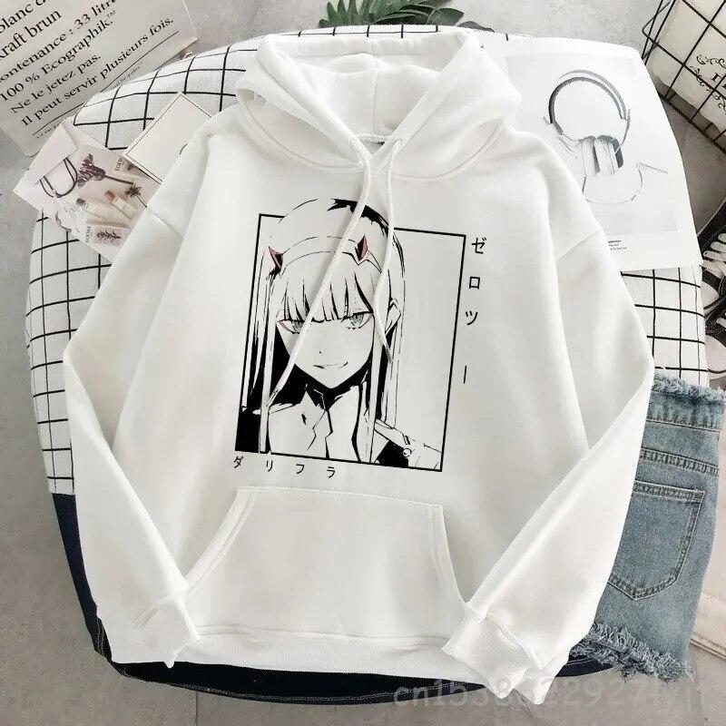 DARLING In The FRANXX Zero Two Толстовка Женская Harajuku Уличная одежда с длинным рукавом Эстетическая толстовка Пуловер Хлопковый свитшот Унисекс Толстовка