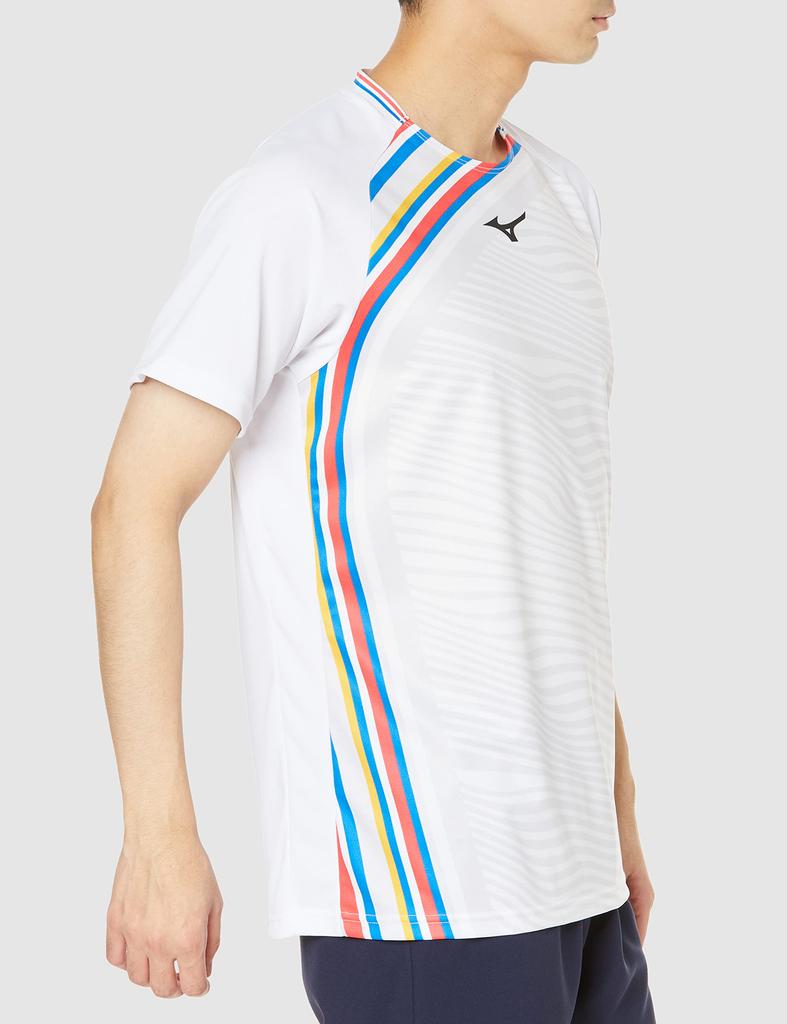 Теннисная одежда Игровая рубашка Пот Впитывающая Быстросохнущая Dynamotion Fit Бадминтон 62JA2501 Белый 2XL [Mizuno]