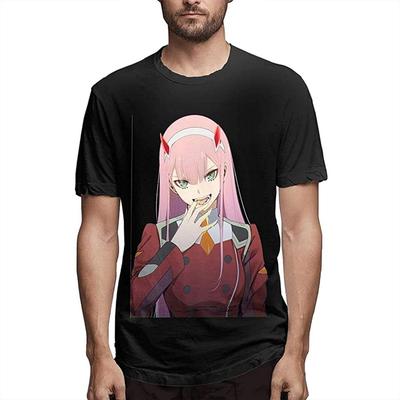 Darling in The Franxx Удобные футболки с коротким рукавом Круглый вырез Персональность Модная футболка Черный