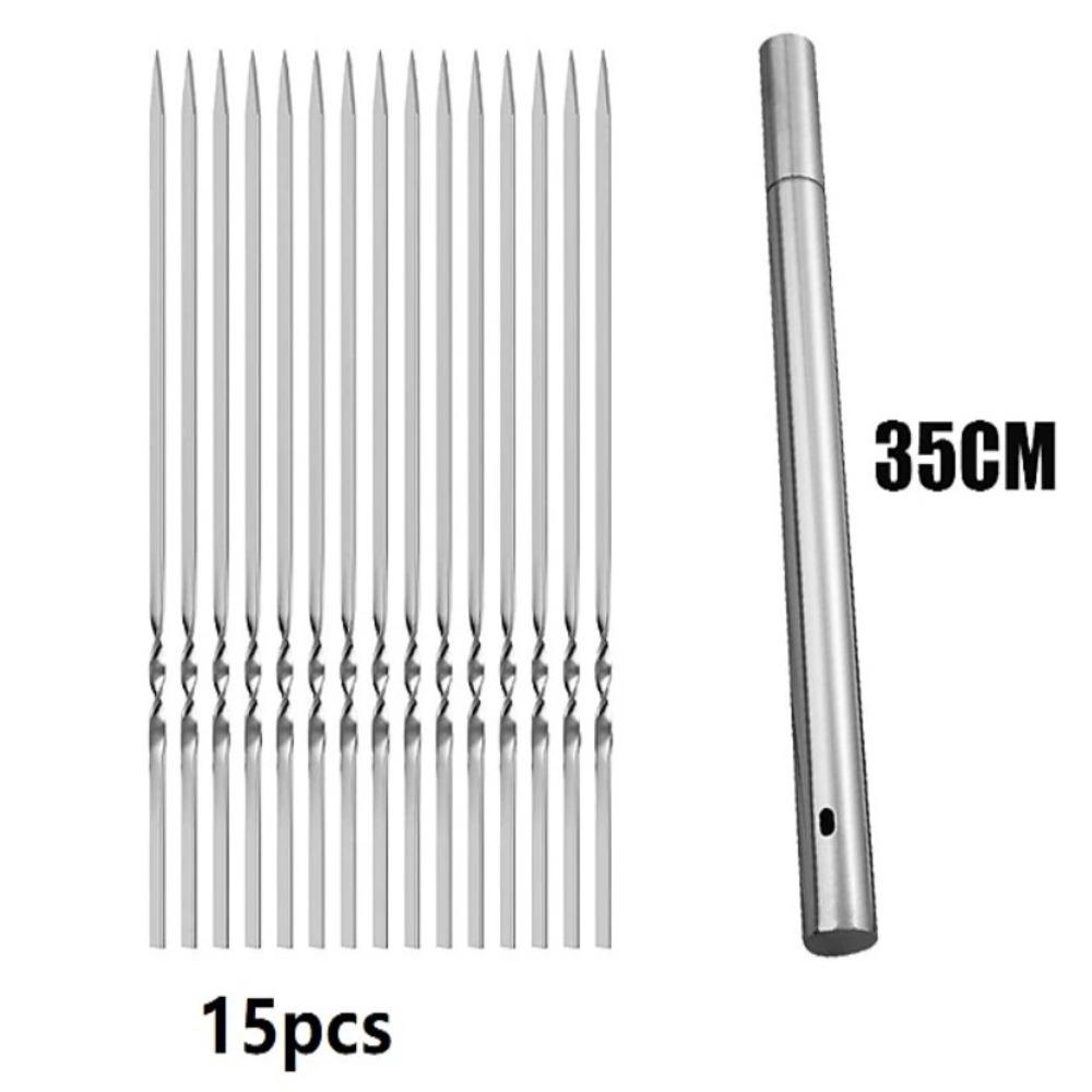 15 шт./комплект плоских шампуров для барбекю из нержавеющей стали, железные палочки для кебаба, новые шампуры для барбекю на открытом воздухе