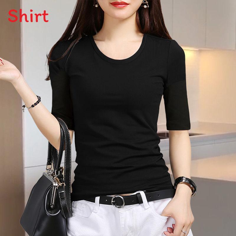 T Shirt For Women V Neck Short Sleeve Polyester Slim Fit Casual Summer Top