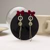Pearl Dangle Earrings Shiny Rhinestone Korean Style Earrings Simple Bow Stud Earrings  Girls