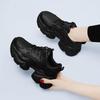 Women's Black Dad Shoes, 2025 Autumn/Winter, Thick Sole, Fashionable Height-Boosting Plus Velvet, Small Feet Casual Sneakers.