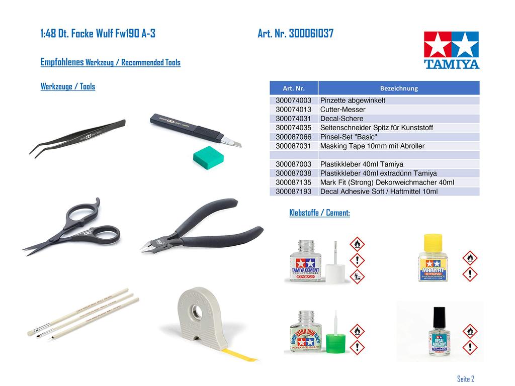 Tamiya Masterpiece Aircraft Series 37 German Air Force Fw190 Plastic Model Kit 61037 1/48 No. Focke-Wulf A-3