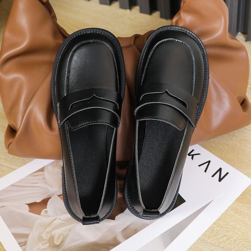 Туфли Мэри Джейн Женские британские туфли с одной педалью Маленькие кожаные туфли Женские туфли в стиле ретро с квадратным каблуком Женские