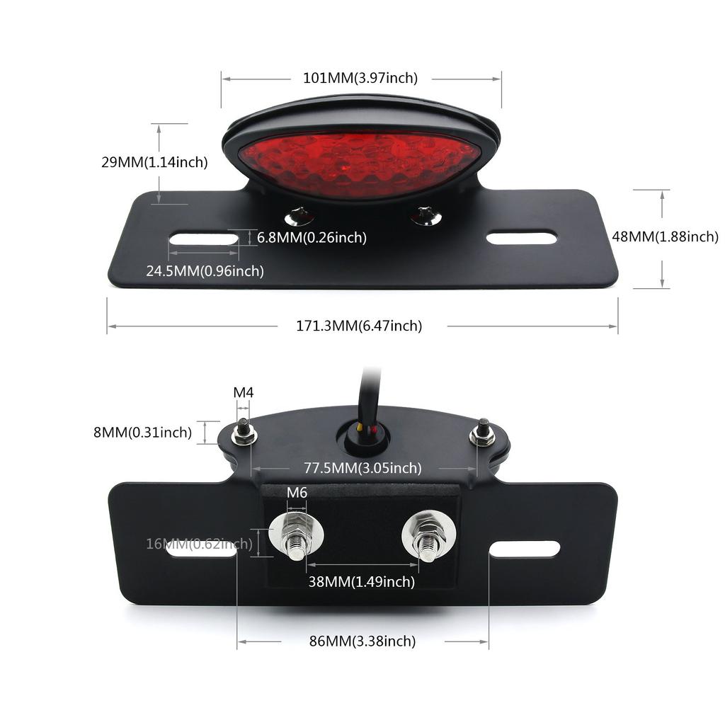 MFCPRO Задний фонарь кошачий глаз универсальный светодиодный тонкий номерной фонарь с красными линзами для тормозов мотоцикла