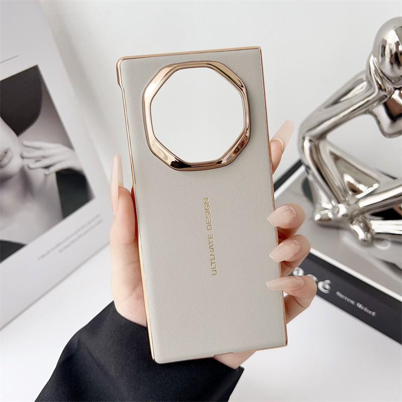 Premium Electroplated PU Leather Phone Case Mate X5 X3 XT Tri-Fold Foldable Smartphone Shockproof Full Cover