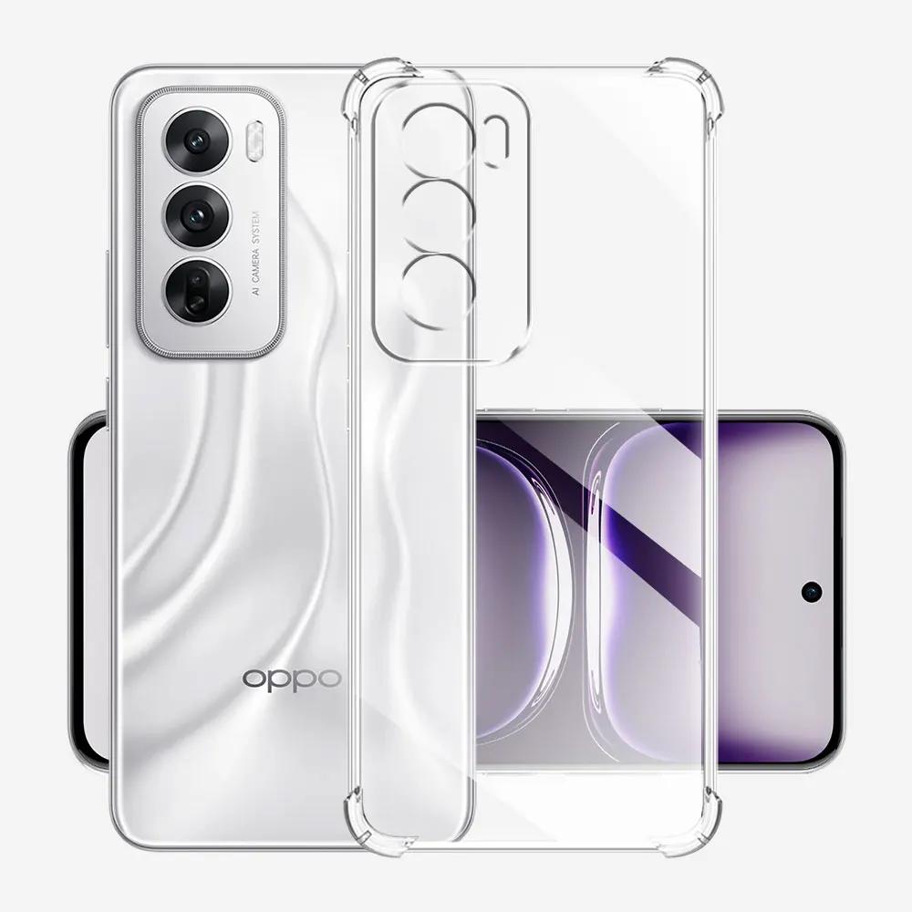 Для Oppo Reno12 Pro CPH2629 Чехол Прозрачный Противоударный Силиконовый Мягкий Чехол для Телефона или Oppo Reno12 CPH2625 Прозрачная Защитная Задняя Крышка