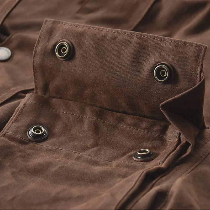 Мужская куртка-ветровка Shenwu American Retro из вощеной ткани для мотоциклистов - зимняя, цвета хаки