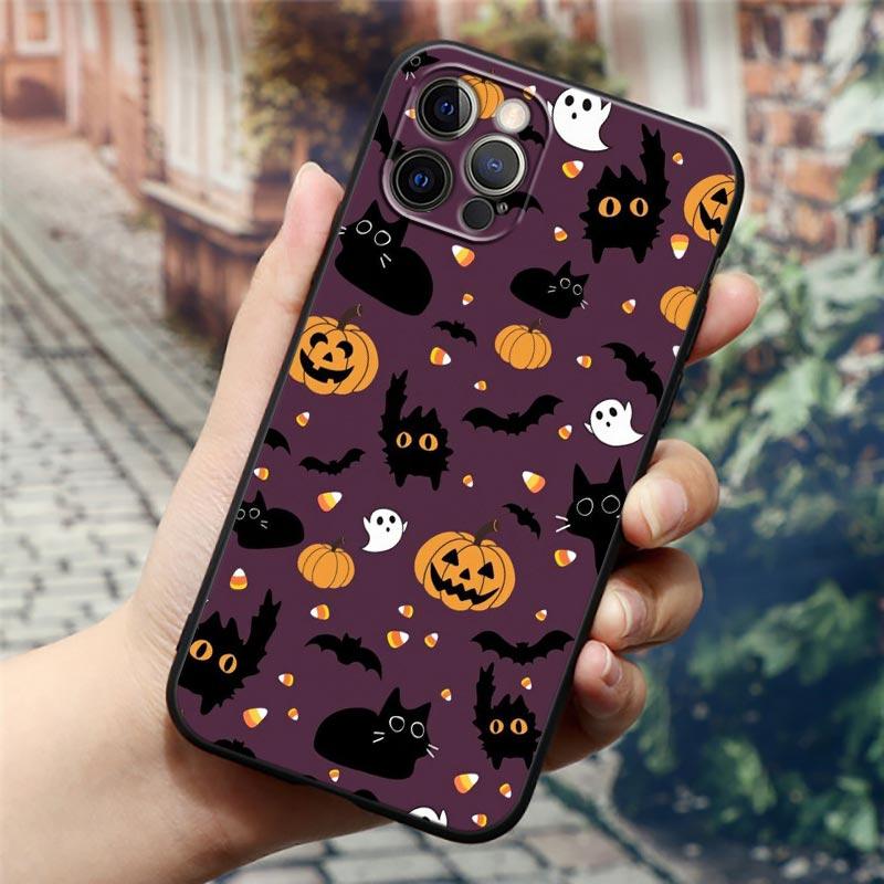 Счастливого Хэллоуина Кот Тыква Чехол для телефона для Apple iPhone 17 16 15 14 13 12 11 Pro Max 16 Plus 17Air 17PM Задняя крышка Силиконовый Funda