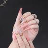 24Pcs French Long Ballet Fake Nails Black Butterfly Purple Handmade Press On Nail Tips Removable Acrylic False Nails