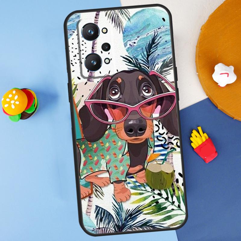 Мультяшная такса Для Realme 11 10 12 13 14 Pro Plus GT 5 6 6T GT7 Pro C61 C53 C51 C21Y C25S C55 C67 C75 Чехол