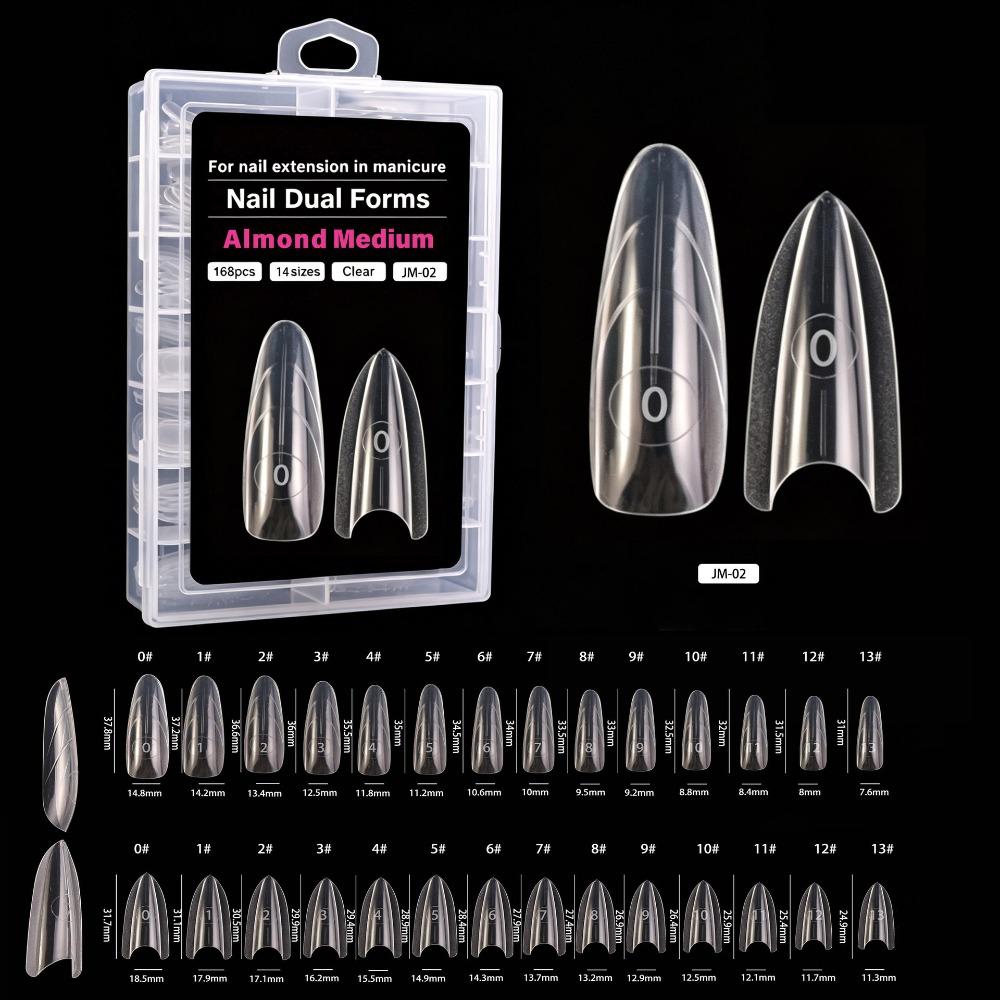 168Pcs Square Almond Nail Extension Mold with Inner French Line Fake Nail Tips  Nail Art