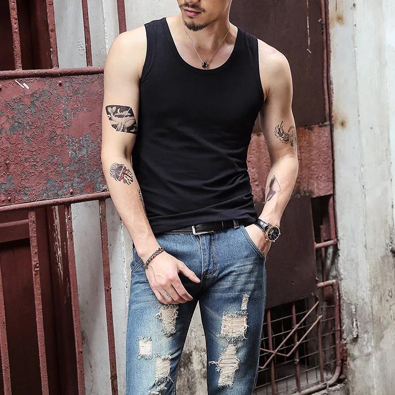 Мужской жилет из чистого хлопка, спортивная молодежная эластичная майка для фитнеса