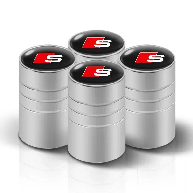 4Pcs 3D Metal Tire Valve Caps Car Tyre Air Stems Cover For Q1 Sline A3 A1 A4 B8 B7 A6 C7 A5 A7 A8 B9 B6 C6 Q2 Q3 Q5 Q7 Q8 TT
