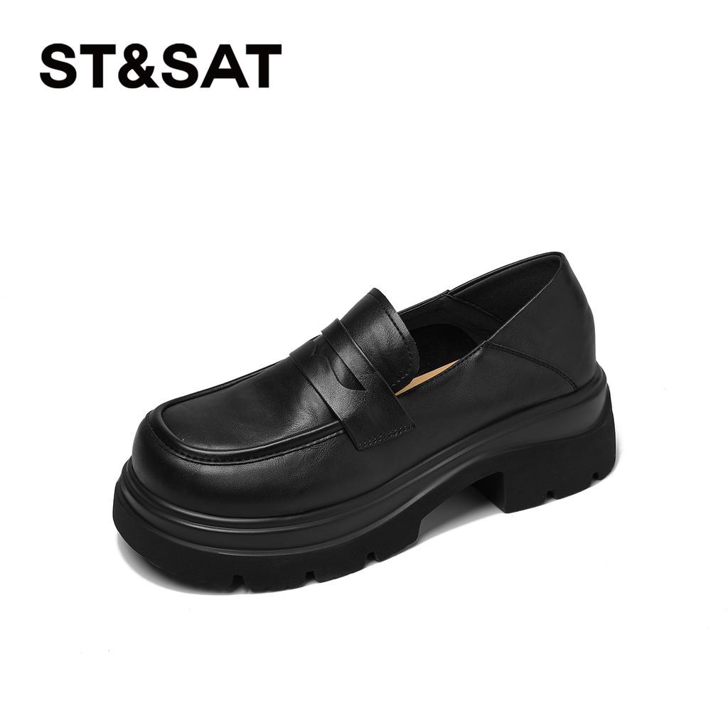 Saturday ST&SAT Le Fu Shoes Women's Spring/Summer New Collection Soft Leather British Style Small Leather Shoes Commuter Versatile Single Shoes