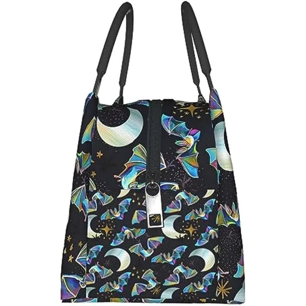 Goth Gothic Bats Lunch Box for Women Men Portable Lunch Bag Tote Bag Reusable Snack Bag for Work Picnic Camping One Size