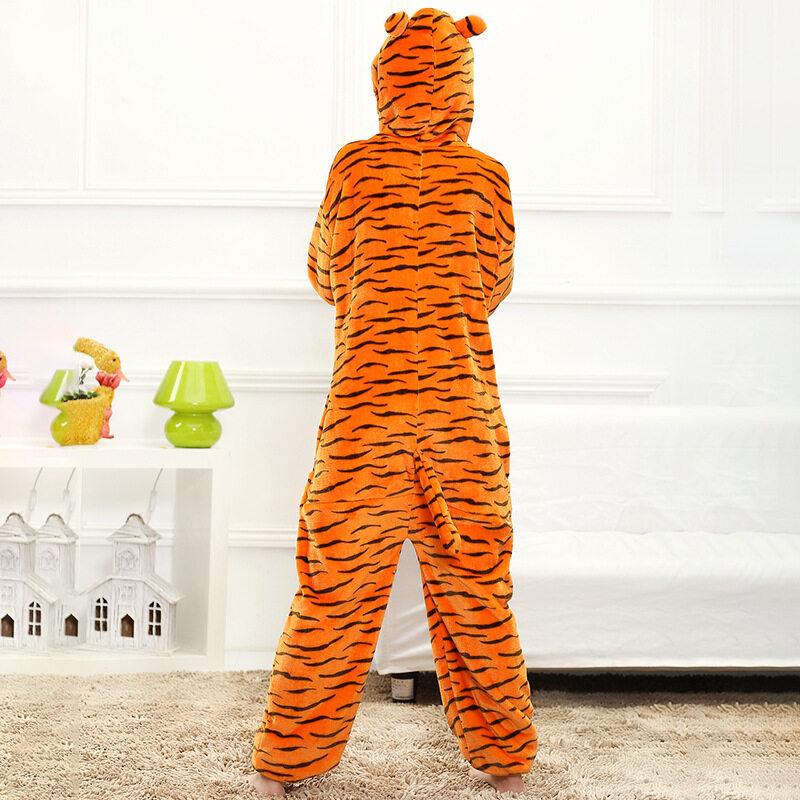 Комбинезон кигуруми для взрослых, пижамный костюм с изображением тигра, теплая мягкая одежда для сна, цельный зимний комбинезон, пижама, ночная рубашка, женская одежда