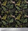 Black Poly Crepe Fabric Neem Watercolor Printed Fabric 1 Yard 42 Inch