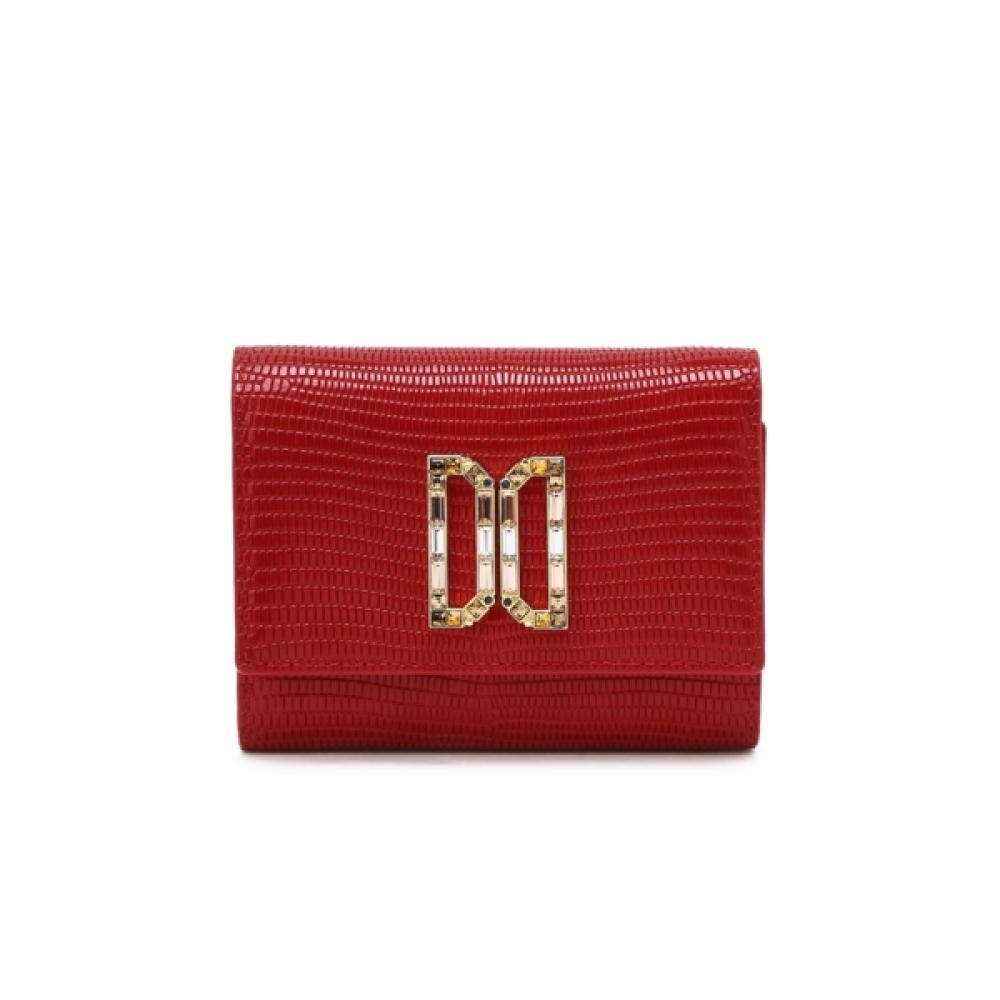 Daks Red Leather Premium Crystal Decoration Dd Logo Wallet Dcwa6f282r2