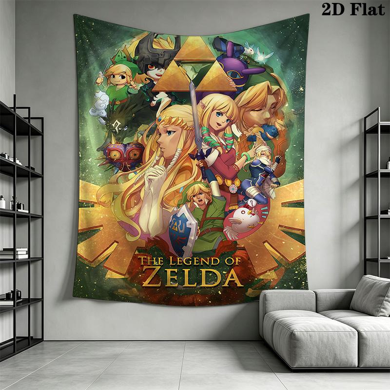 Zelda'S Epic Adventure Hero'S Journey Unfolded Tapestry Fashion Print Background Cloth Soft Background Cloth Background Wall Hanging Cloth
