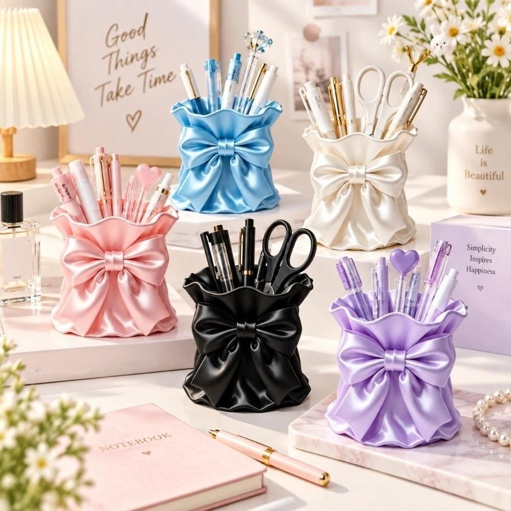 Creative Bowknot Storage Box Multi-function Makeup Brush Storage Case Desktop Organizer Office