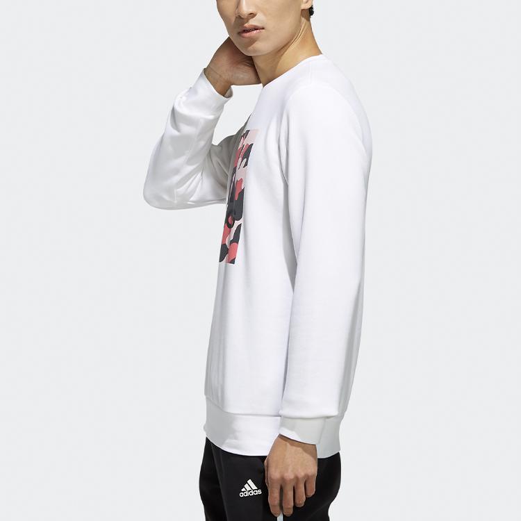 Adidas Камуфляжная толстовка свободного кроя с круглым вырезом и логотипом, мужская толстовка белого цвета FJ0223