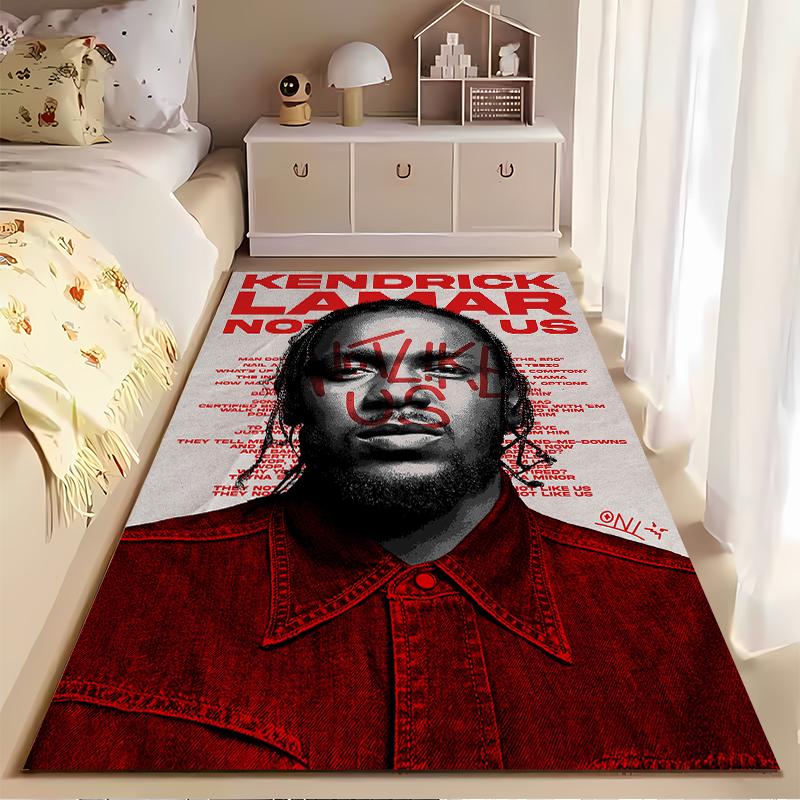 Area Rug, Kendrick Lamar Rapper Hip Hop Art Print, Man Cave Decor, Non-Slip Mat