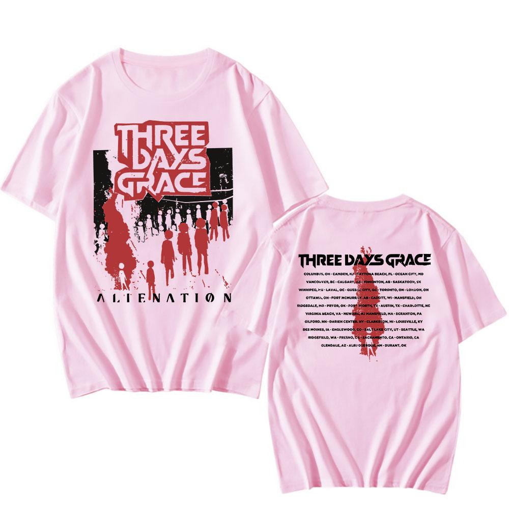 ALIENATION 2025 ТУРОВАЯ ФУТБОЛКА THREE DAYS GRACE Принт Футболки Хлопок Мода Футболка с коротким рукавом Унисекс Уличная одежда Мужская Женская Рубашка