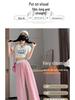 Korean Sweet Pink Check Wide-Leg High-Waist Women's Summer Pants