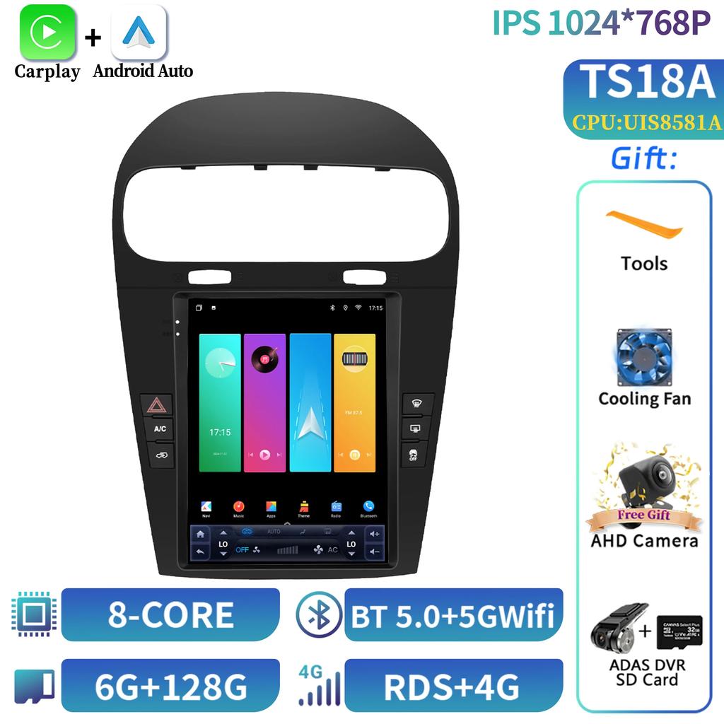 9,7-дюймовый автомобильный радиоприемник с мультимедиа Carplay Video GPS для Dodge Journey Fiat Freemont 2012-2014 Android 14 стерео навигационный плеер экран