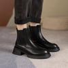 Мода 2025 Горячая Распродажа Модная Обувь из Натуральной Кожи Женские Ботинки Челси Эластичные Слипоны Удобные Средние Каблуки Платформа Ботильоны Женские