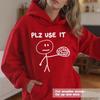 Ladies Spring Autumn Casual Hooded Long Sleeve PLZ USE IT Letter Printed Pullover Hoodies Sweatshirt Top