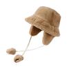 Plush Fisherman Hat with Detachable Ear Protection Windproof Rope Winter Hat Outdoor Activities Travel