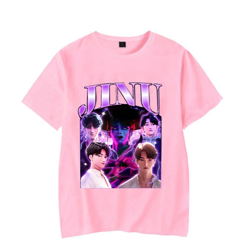 Модная K-pop футболка Demon Hunters Jinu Saja Boys с коротким рукавом для мужчин и женщин, повседневная футболка с круглым вырезом, аниме K-pop футболки Demon Hunters