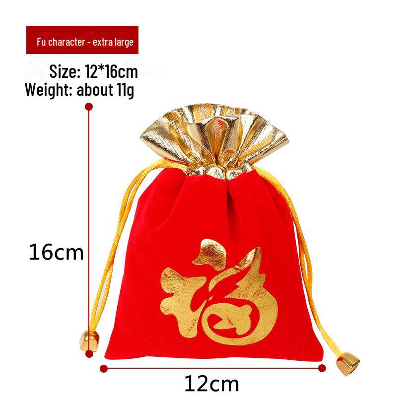 Christmas Flannel Gift Bag: Red Drawstring Bag for Candy, Peace Fruit, and Wedding Favors