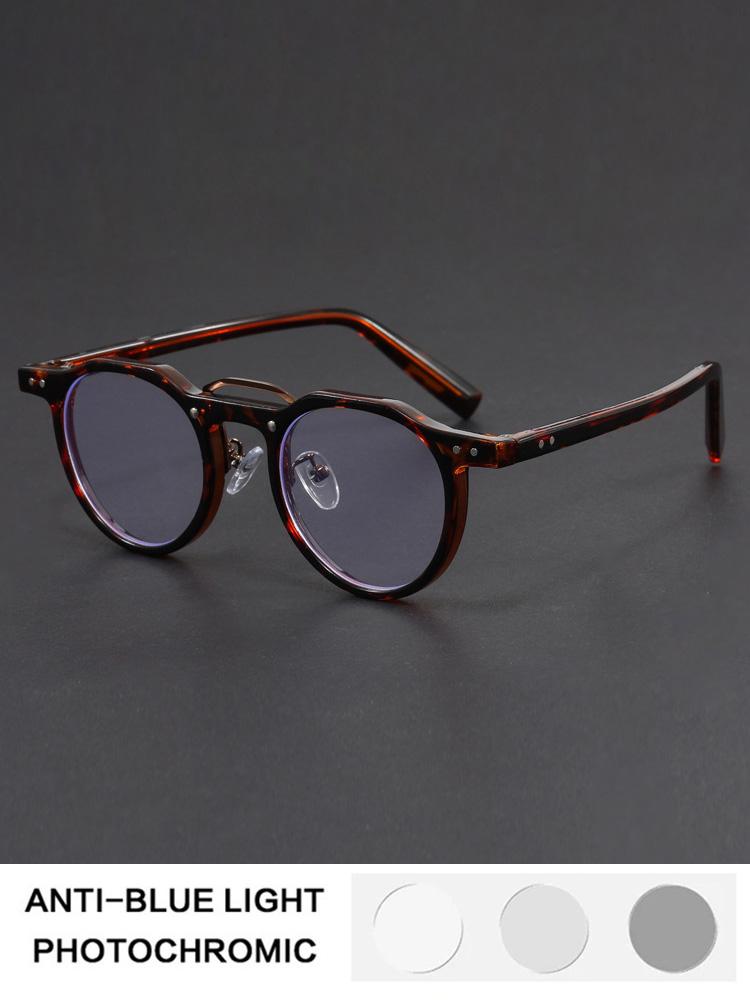 Ретро-очки для чтения с защитой от синего света, круглые, для женщин и мужчин, для коррекции близорукости, в тренде, ретро-очки с фотохромными линзами +1.