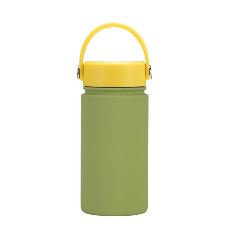 350ml Vacuum Insulated Stainless Steel Water Bottle With Carry Strap Wide Mouth Portable Gym Outdoor Travel Office