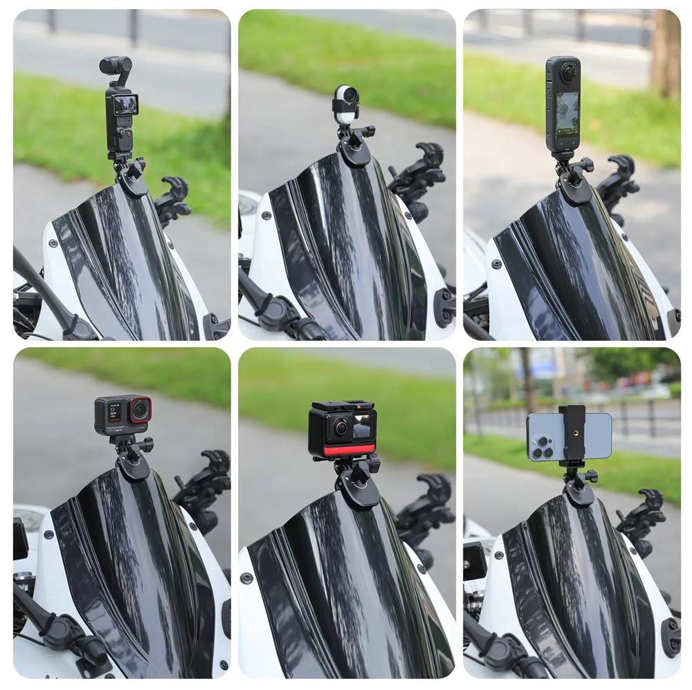 Aluminum Motorcycle Windshield Camera Mount Clamp Holder For GoPro Insta360 DJI